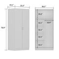 Freestanding 2-Door Bedroom Armoire with Hanging Rod